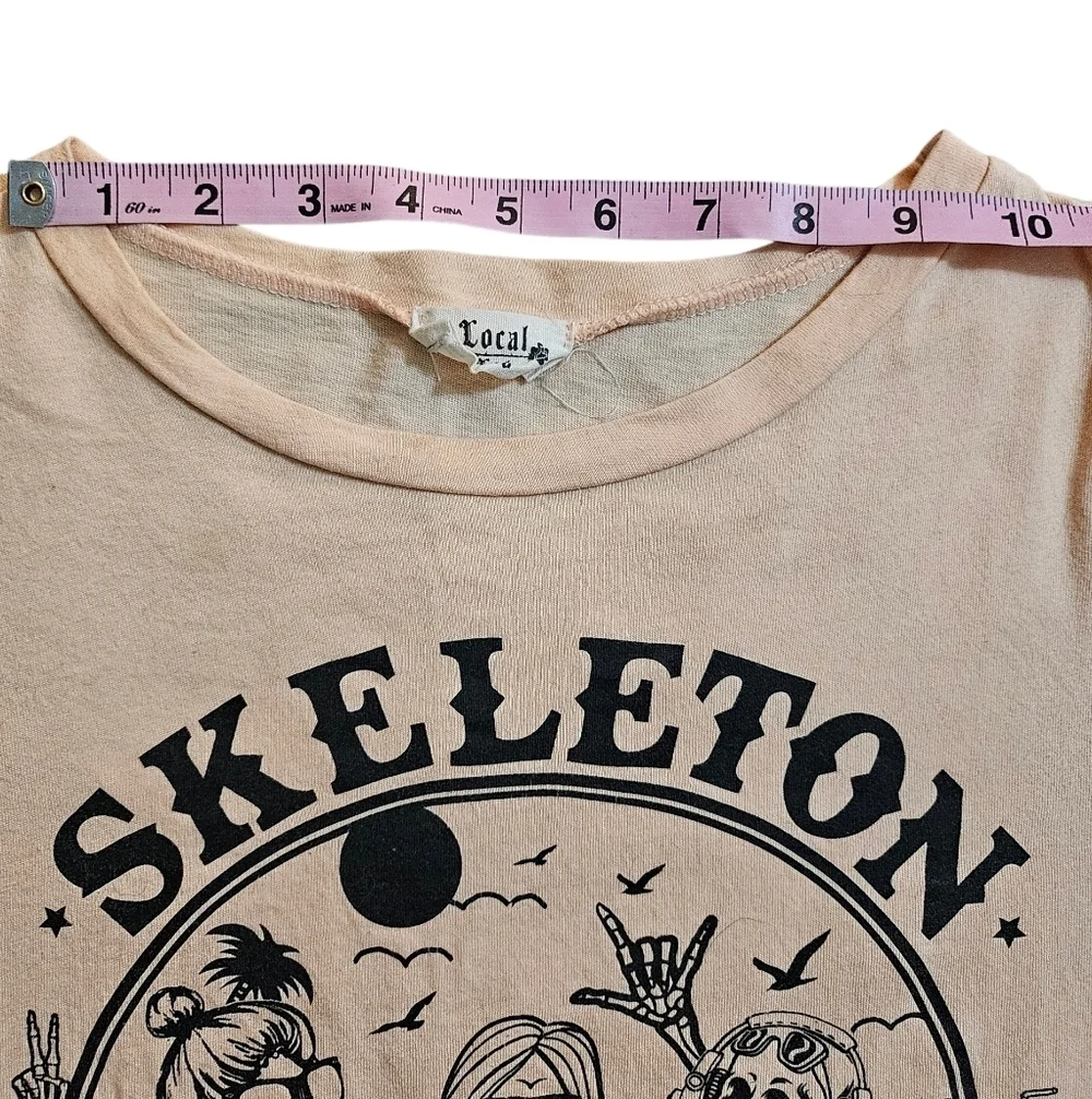 Skeleton Homies Peach Graphic Cropped Top